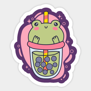 Bubble Tea Frog Cup Kawaii Boba Lover Sticker